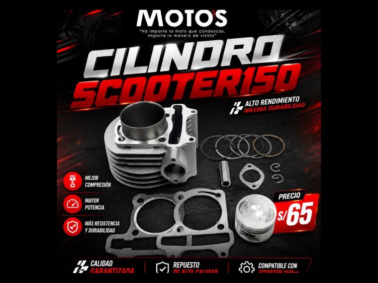 CILINDRO SCOOTER 150 — repuesto de moto en Lima
